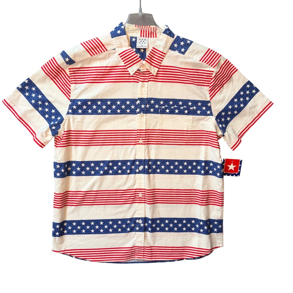 NWT American Stars & Stripes Shirt Mens XL Red White Blue Patriotic